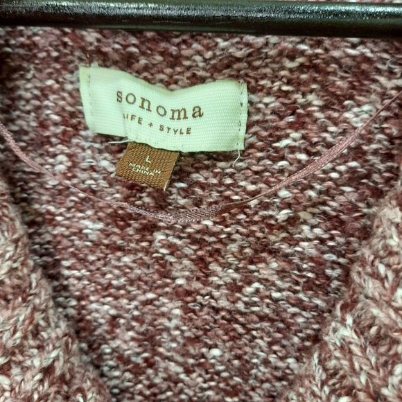 Sonoma| Burgundy Womens Cable Knit Sweater Size L - Picture 4 of 5